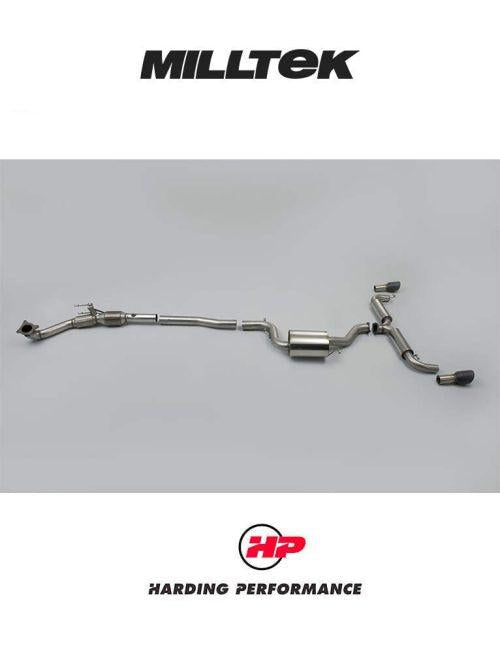 MILLTEK Turbo-back – VW Golf Mk6 GTI 2.0 TSI - 200cell Race Catalyst - Resonated - Cerakote Black Round Tips