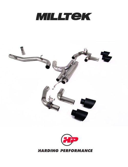 MILLTEK 80mm Cat Back – VW MK8/8.5 Golf R Exhaust - Race (Valved) - Cerakote Black GT-115 Trims