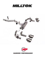 MILLTEK 80mm Cat Back – VW MK8/8.5 Golf R Exhaust - Race (Valved) - Titanium GT-115 Trims