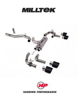 MILLTEK 80mm Cat Back – VW MK8/8.5 Golf R Exhaust - Race (Valved) - Carbon Jet-115 Trims