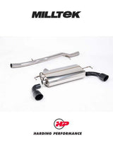 MILLTEK Cat-back – VW Golf MK4 R32 - Non-resonated - V1 - GT-100 Cerakote Black Slash Cut Tips
