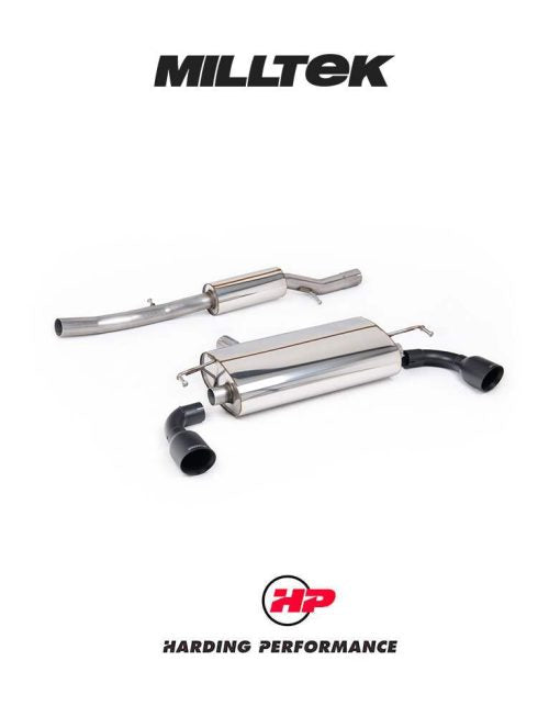 MILLTEK Cat-back – VW Golf MK4 R32 - Resonated - V1 - GT-100 Cerakote Black Slash Cut Tips
