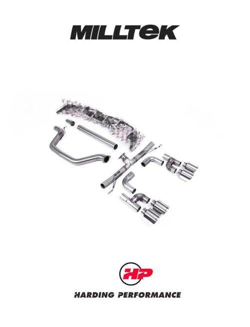 MILLTEK Cat Back – VW Golf MK8/MK8.5 GTI - Race - Golf R Style (4 Tips) - Polished GT-115 Tips