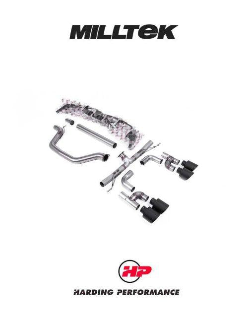 MILLTEK Cat Back – VW Golf MK8/MK8.5 GTI - Race - Golf R Style (4 Tips) - Cerakote Black GT-115 Tips