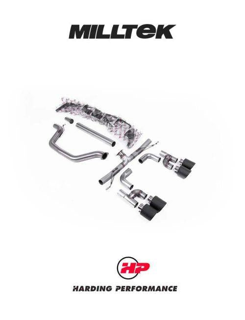 MILLTEK Cat Back – VW Golf MK8/MK8.5 GTI - Race - Golf R Style (4 Tips) - Carbon Fibre JET-115 Tips