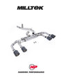 MILLTEK 80mm Cat Back – VW MK8/8.5 Golf R Exhaust - Race (Non-valved) - Carbon Jet-115 Trims