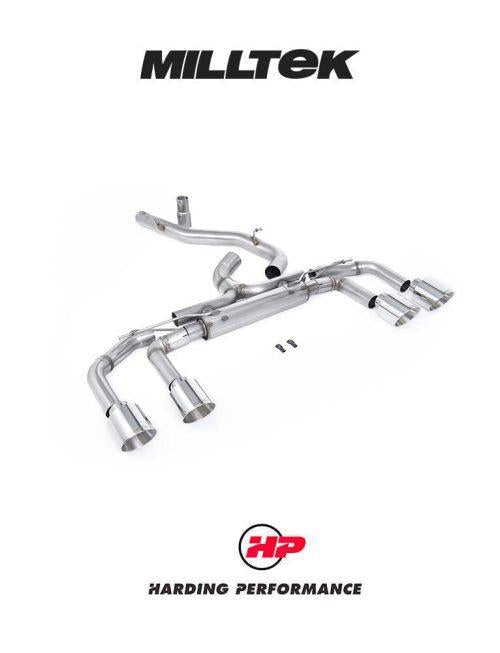 MILLTEK 80mm Cat Back – VW MK8/8.5 Golf R Exhaust - Race (Non-valved) - Polished GT-115 Trims