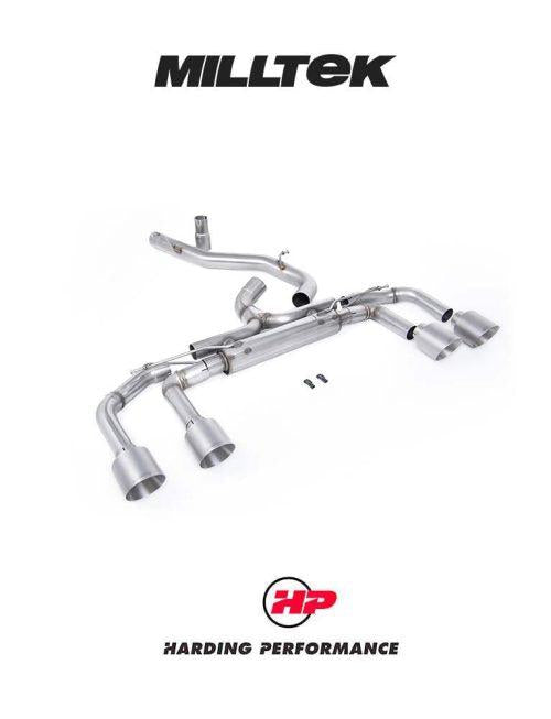 MILLTEK 80mm Cat Back – VW MK8/8.5 Golf R Exhaust - Race (Non-valved) - Titanium GT-115 Trims