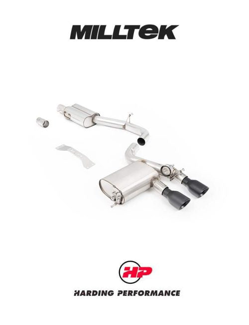 MILLTEK Cat-back – VW Golf MK5 R32 3.2 V6 - V2 3' Valved System - Cerakote Black GT-100 Tips