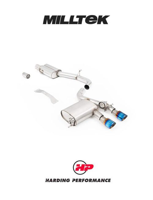 MILLTEK Cat-back – VW Golf MK5 R32 3.2 V6 - V2 3' Valved System - Burnt/Blue Titanium GT-100 Tips