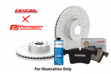 Paragon PAR42808S Front Rotor + Dixcel Brake Pad Combo – Volkswagen Golf Mk5/Mk6 / Passat B6/B7 / Scirocco / Audi A3 8P/S3 8P - Pad Compound - Premium
