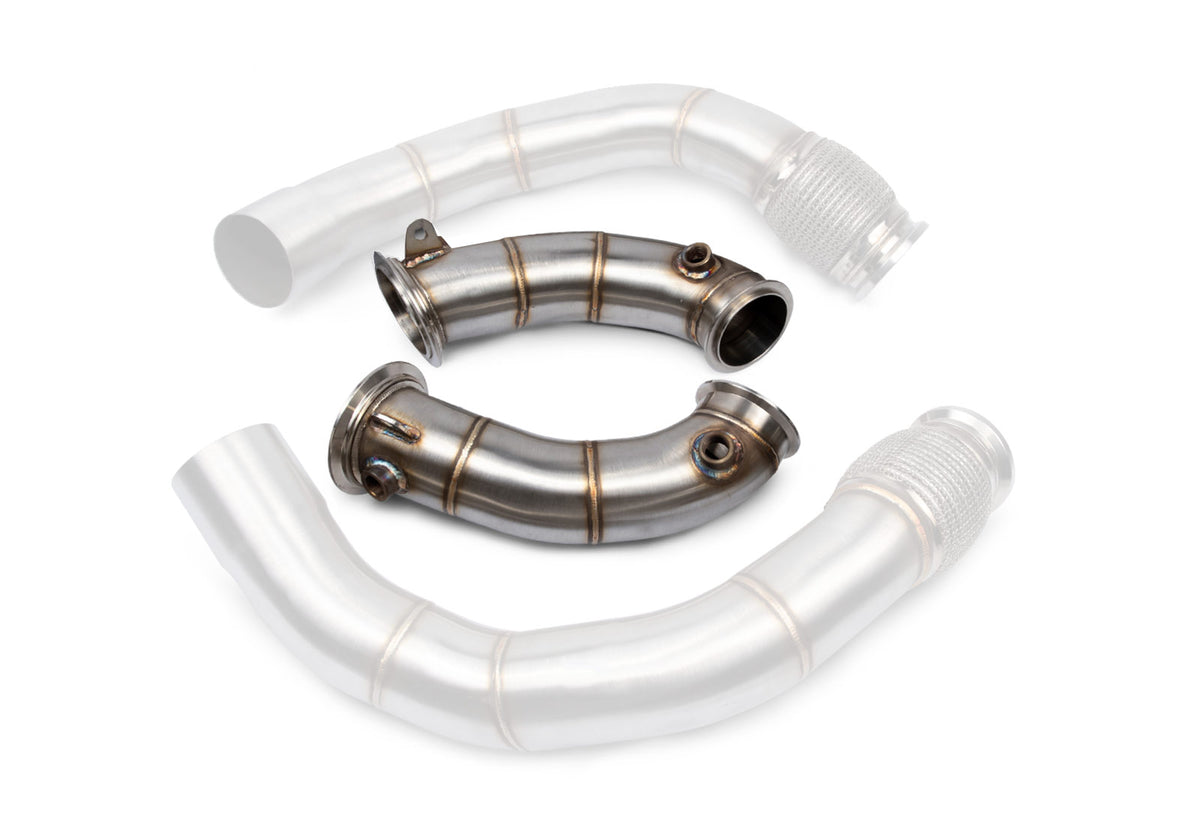VRSF Primary+Secondary Downpipes BMW M5 M8 S63R Brushed
