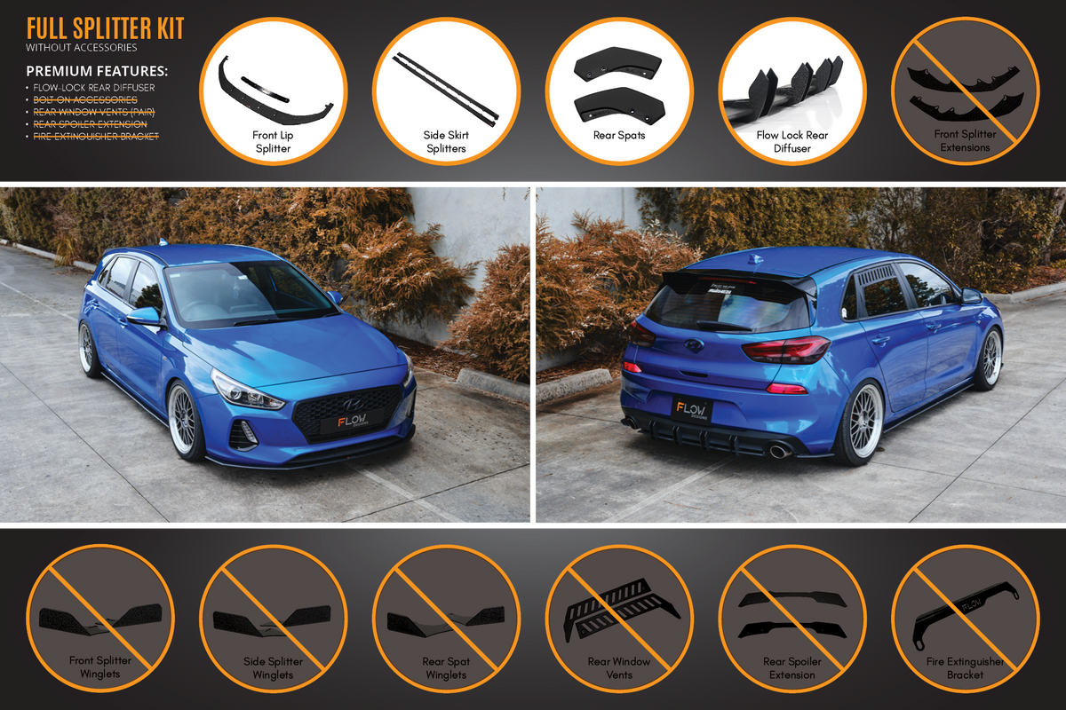 i30 SR Hatch (2017-2018) Full Lip Splitter Set