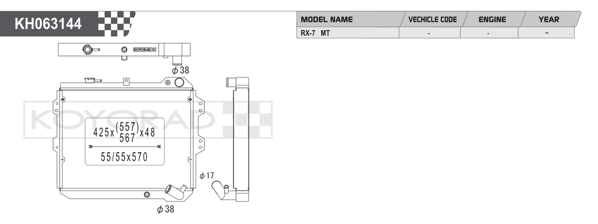 Koyorad Performance Radiator: Mazda RX-7 FB S3 1983-1985