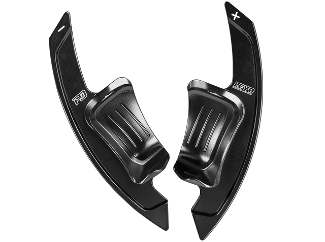 LEYO Motorsport VW MK5/6 Billet Paddle Shift Extension, sleek black design enhances driving precision and style.