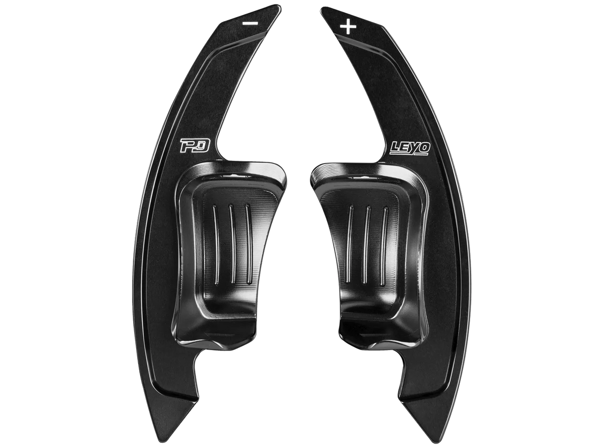 LEYO Motorsport VW MK5/6 Billet Paddle Shift Extension in sleek black with ergonomic design for enhanced driving control.