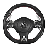 LEYO Motorsport VW MK5/6 Billet Paddle Shift Extension on steering wheel, enhancing driving precision and aesthetics.