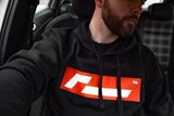 RacingLine Black Hoodie with Red Box Logo- Medium