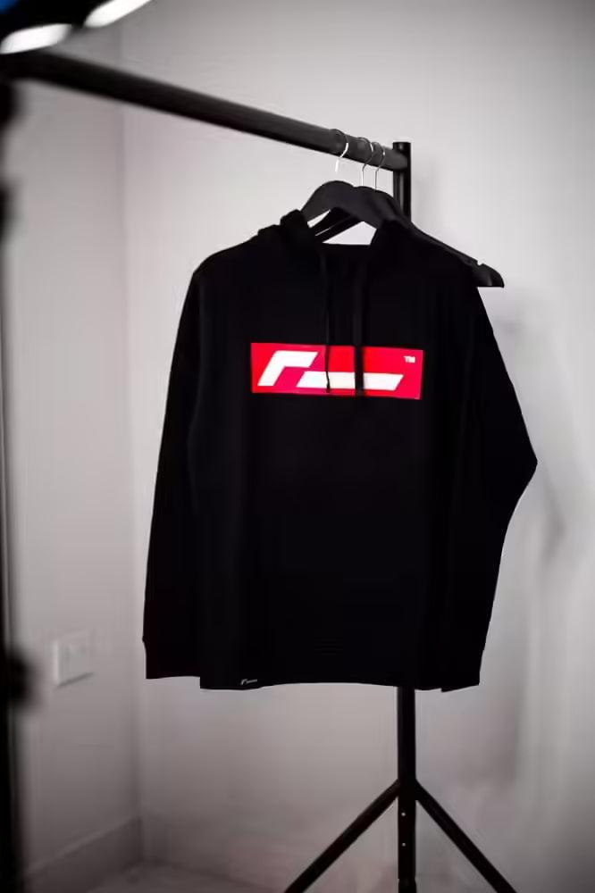 RacingLine Black Hoodie with Red Box Logo- Large