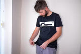 RacingLine Black T-shirt with White Box Logo- Medium