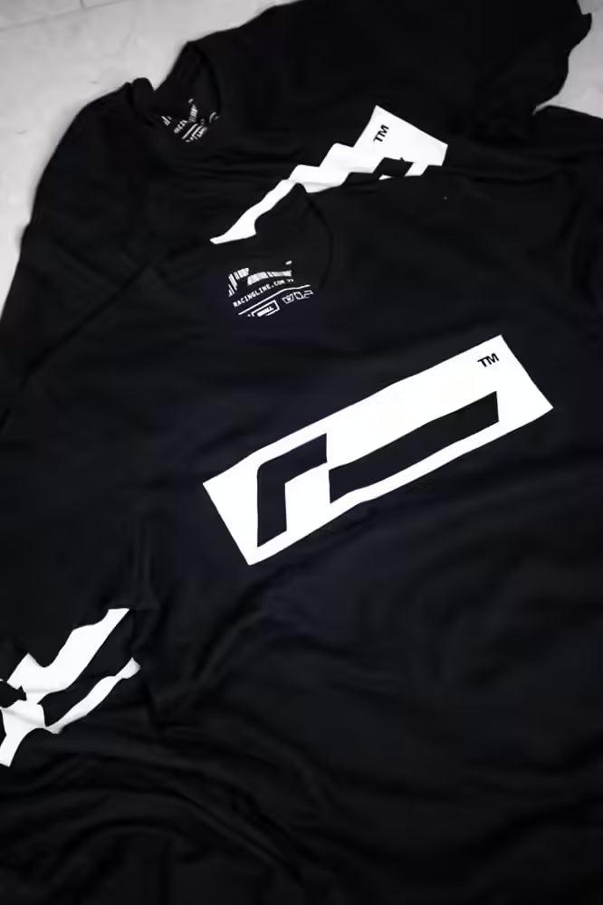 RacingLine Black T-shirt with White Box Logo- Medium