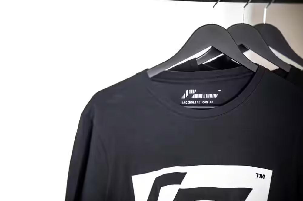 RacingLine Black T-shirt with White Box Logo- Medium