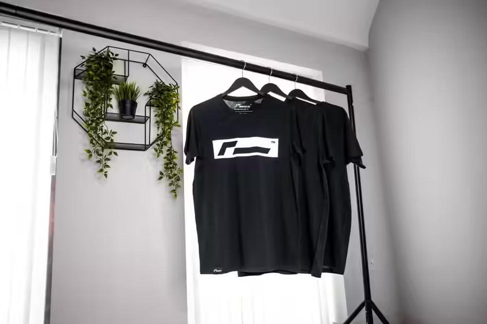 RacingLine Black T-shirt with White Box Logo- Medium