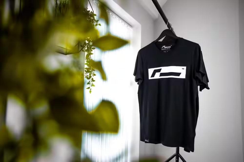 RacingLine Black T-shirt with White Box Logo- Medium