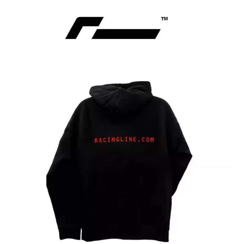 RacingLine Black Hoodie with Red Box Logo- Medium